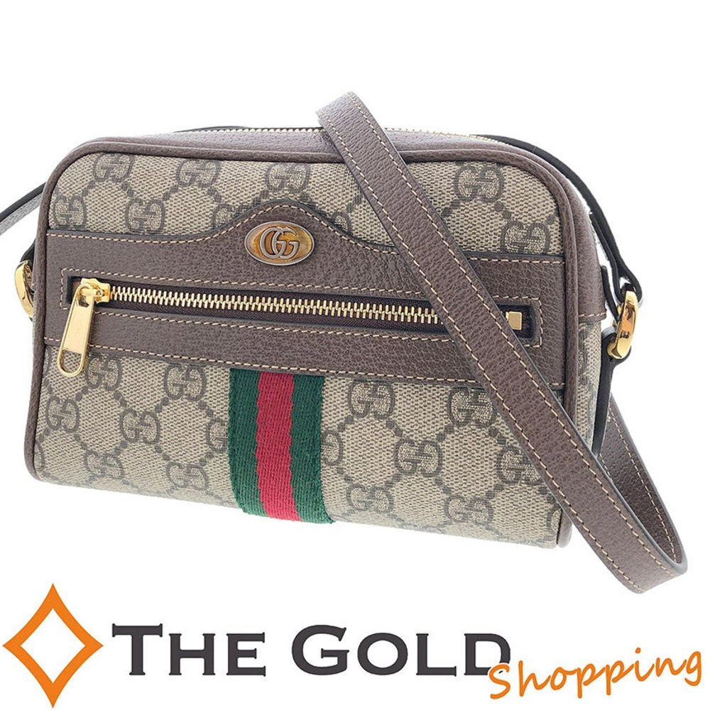 Gucci Ophidia GG Supreme Sherry Bag Pouch The Crossbody Bag Canvas Leather Gold